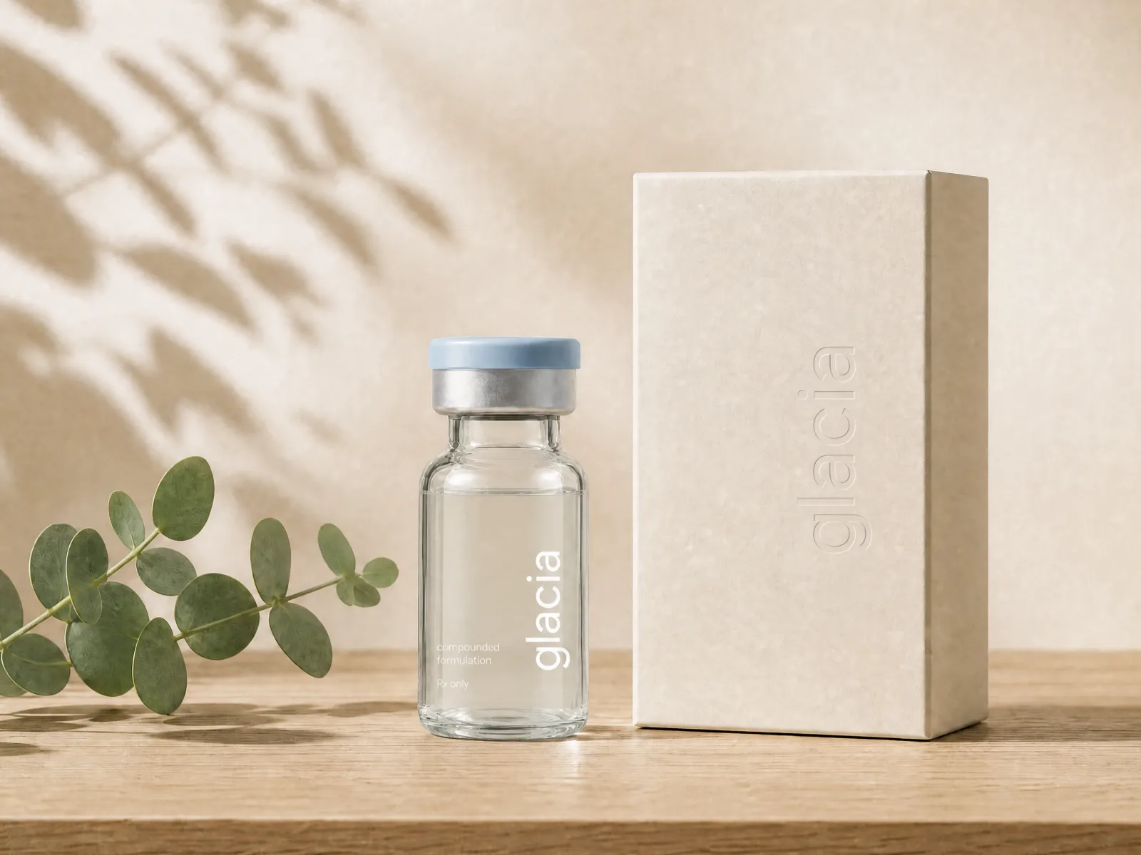 glacia labeled vial and box