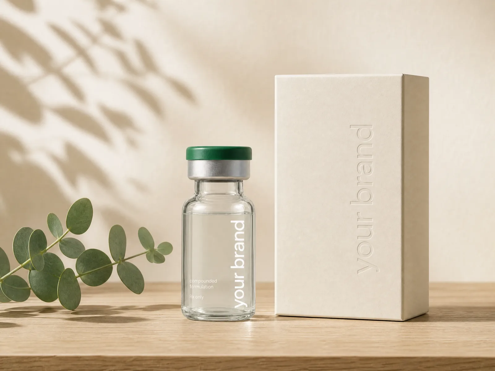your brand labeled vial and box